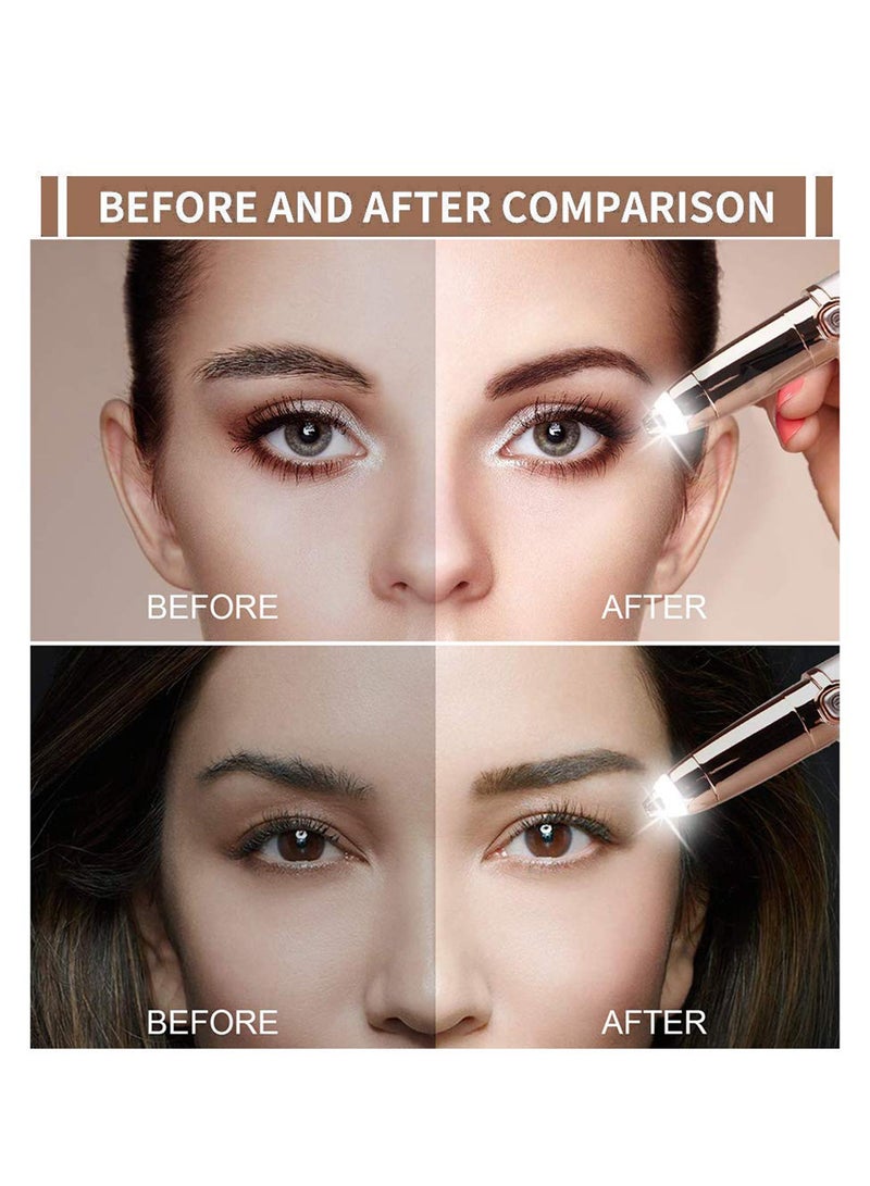 مزيل شعر الحواجب، ماكينة حلاقة الحواجب الدقيقة بدون ألم، مزيل شعر الحواجب، ماكينة حلاقة الوجه، مزيل شعر الوجه مع ضوء LED للنساء والرجال، ذهب وردي - Image 3